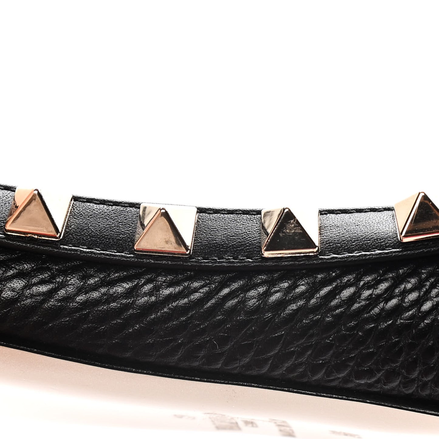 Pebbled Calfskin Rockstud Ballerina Flats 36 Black