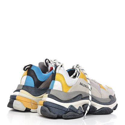 Balenciaga Fabric Mesh Half & Half Colorways Mens Triple S Sneakers 39 Grey Blue Rouge Jaune Black 4 of 10