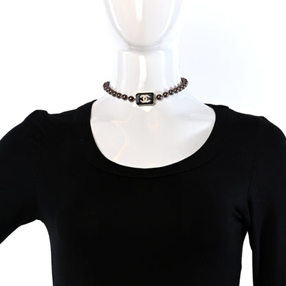 Chanel Pearl Crystal CC Choker Necklace Brown Gold 2 of 4