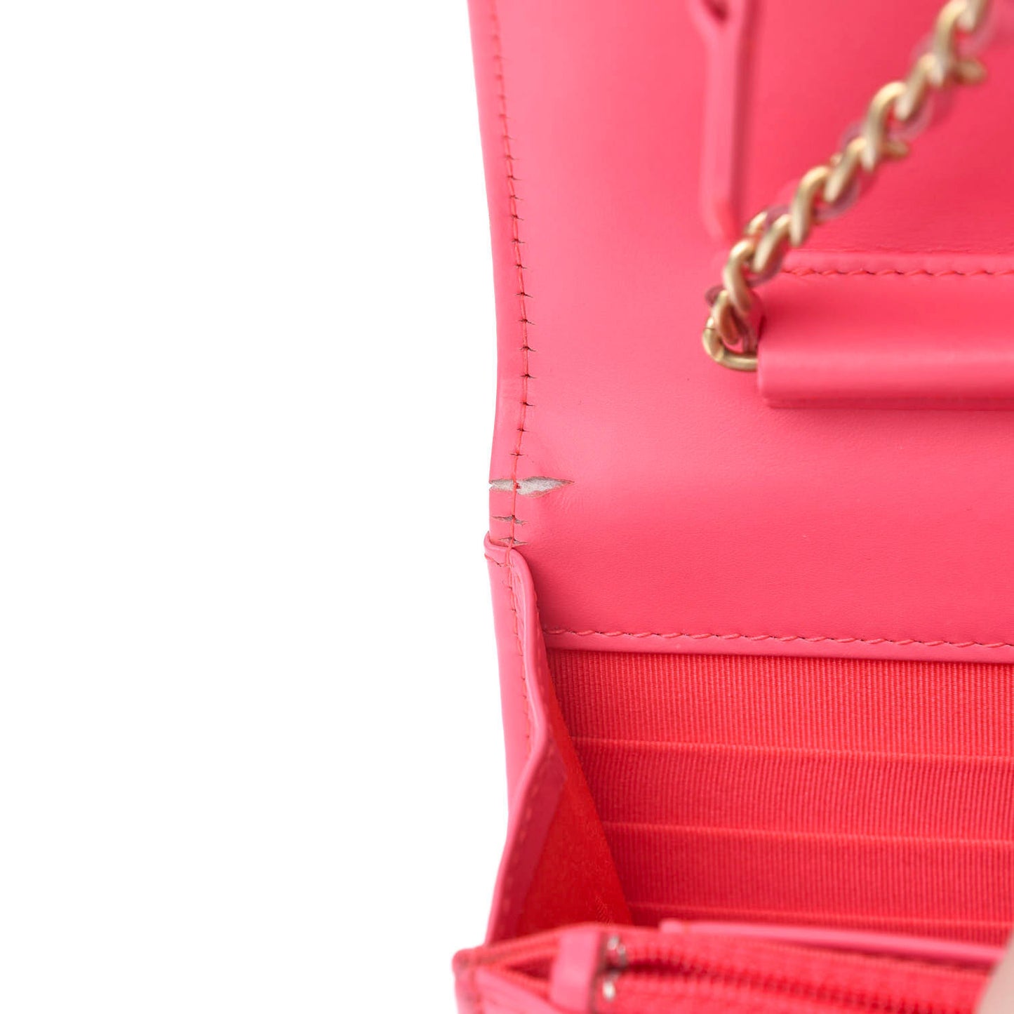 Patent Calfskin Quilted Boy Wallet On Chain WOC Pink