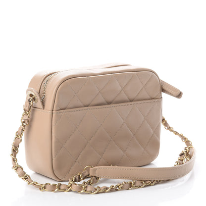 Chanel Calfskin Quilted Enchained Camera Case Bag Beige 2 of 9