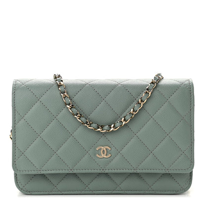 Chanel Caviar Quilted Wallet On Chain WOC Dark Green 1 of 12