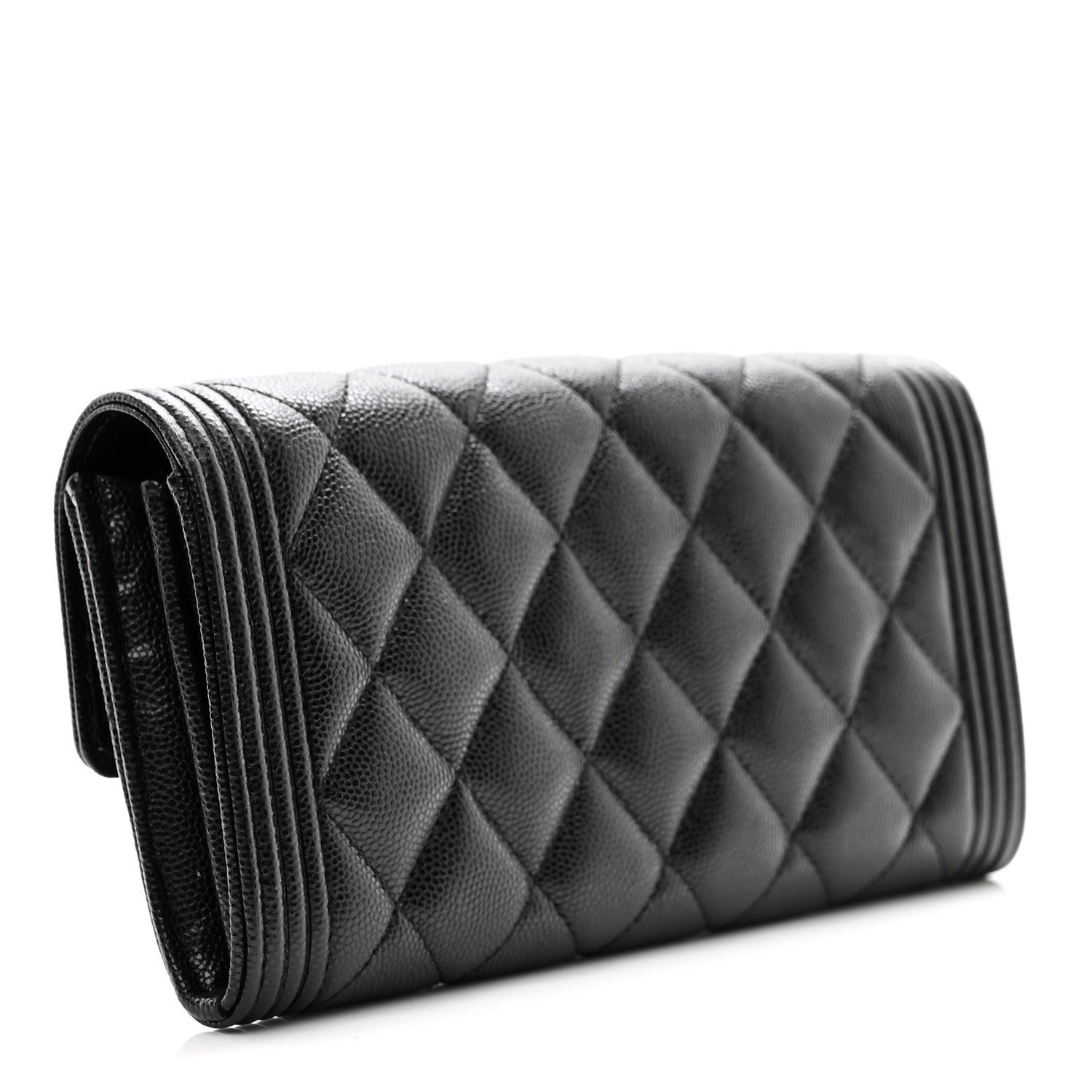 Chanel Caviar Quilted Large Boy Gusset Flap Wallet Black 3 of 10