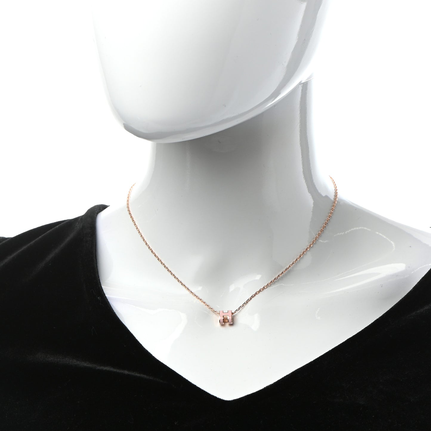 Lacquered Rose Gold Mini Pop H Pendant Necklace Rose Dragee