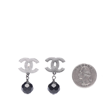 Chanel Ruthenium CC Bead Drop Clip On Earrings Black 2 of 5
