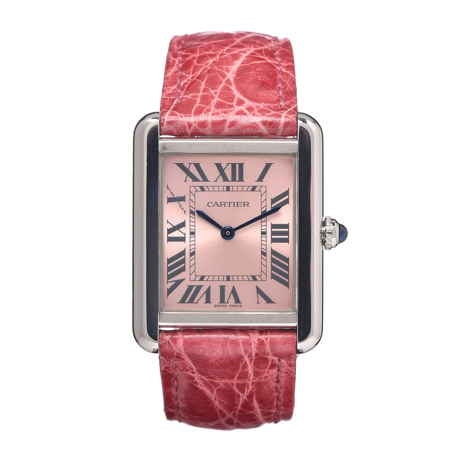 Stainless Steel Alligator 24mm Tank Solo Quartz Watch Red