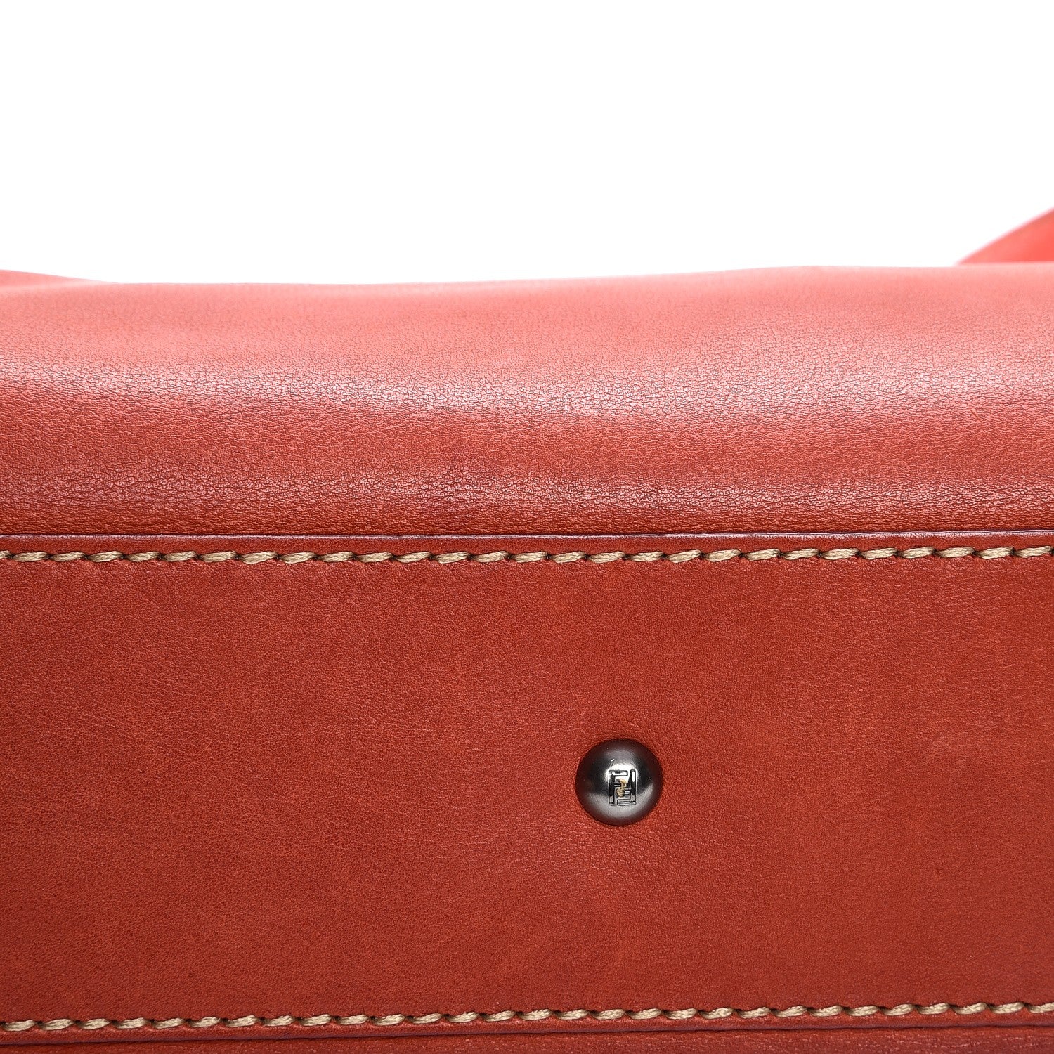 Fendi Vitello Saddle Cuoio Romano Selleria Medium Peekaboo Iconic Satchel Sienna Melon Moro 12 of 16