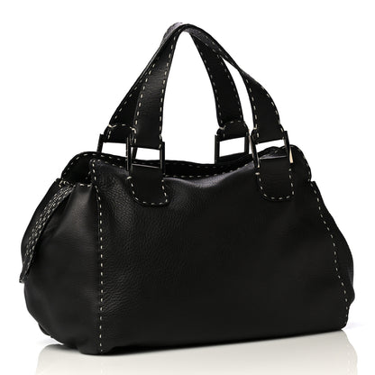 Fendi Calfskin Romano Selleria Satchel Black 3 of 8