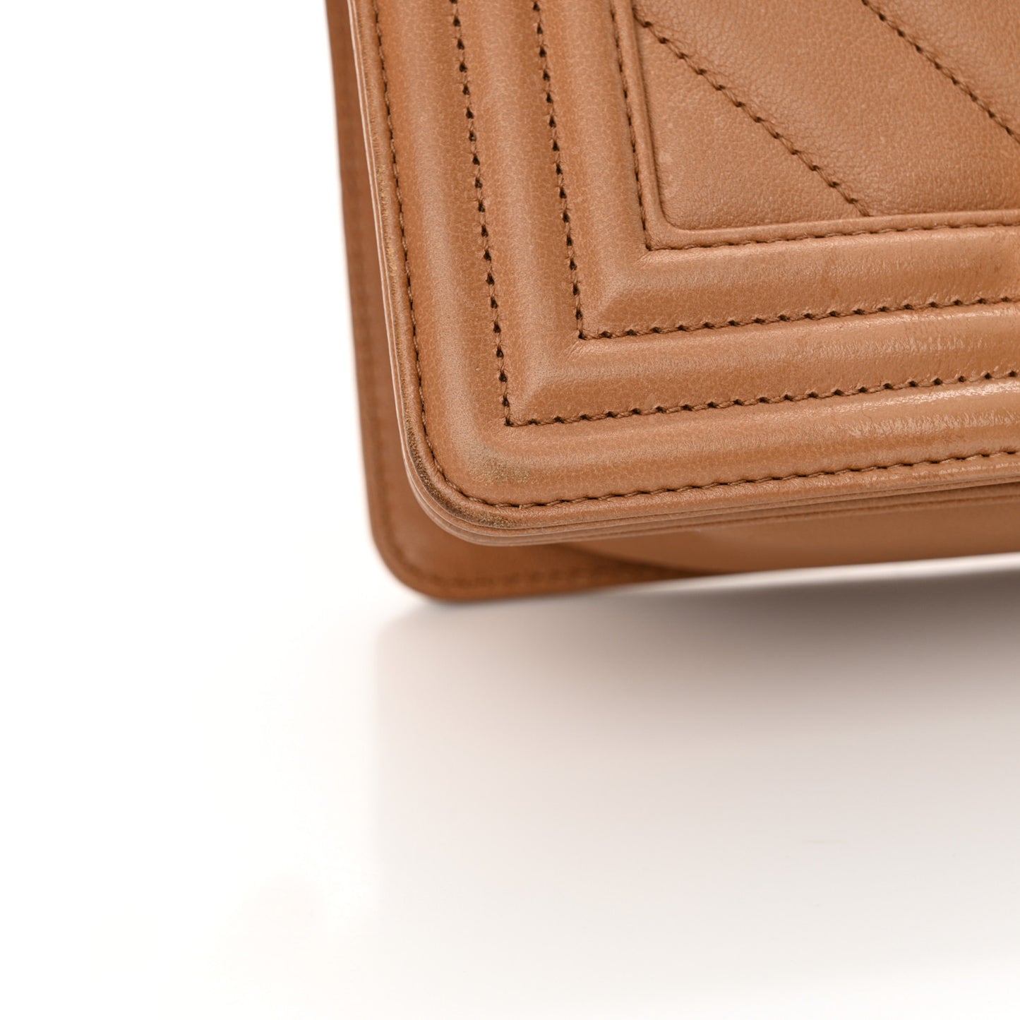 Lambskin Chevron Quilted Small Boy Flap Dark Beige