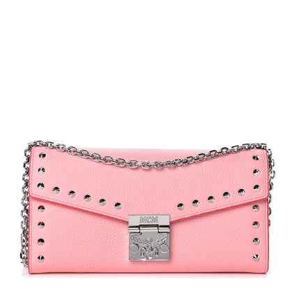 MCM Calfskin Studded Patricia Wallet On Chain Pink 1 of 10