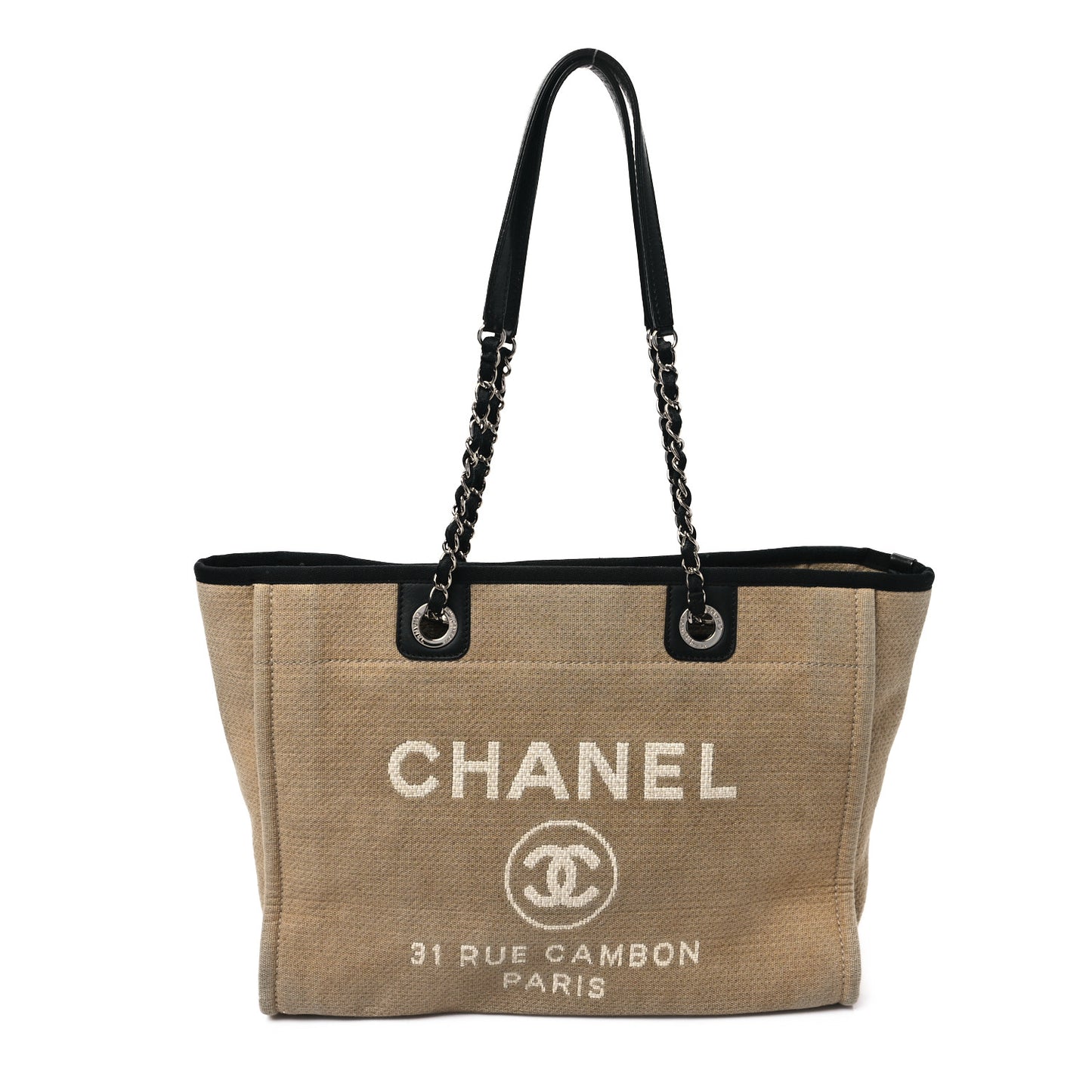 Canvas Small Deauville Tote Beige Black