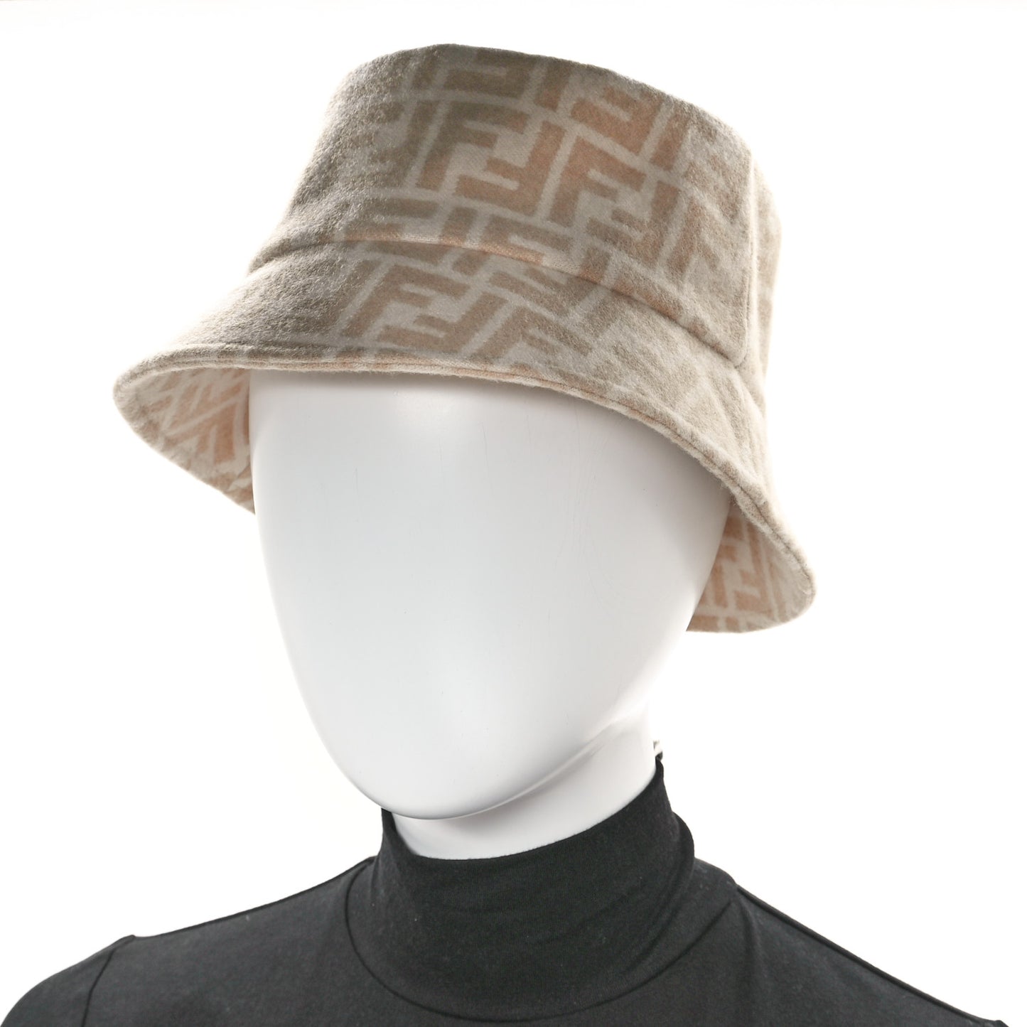 Wool Silk FF Bucket Hat M Beige