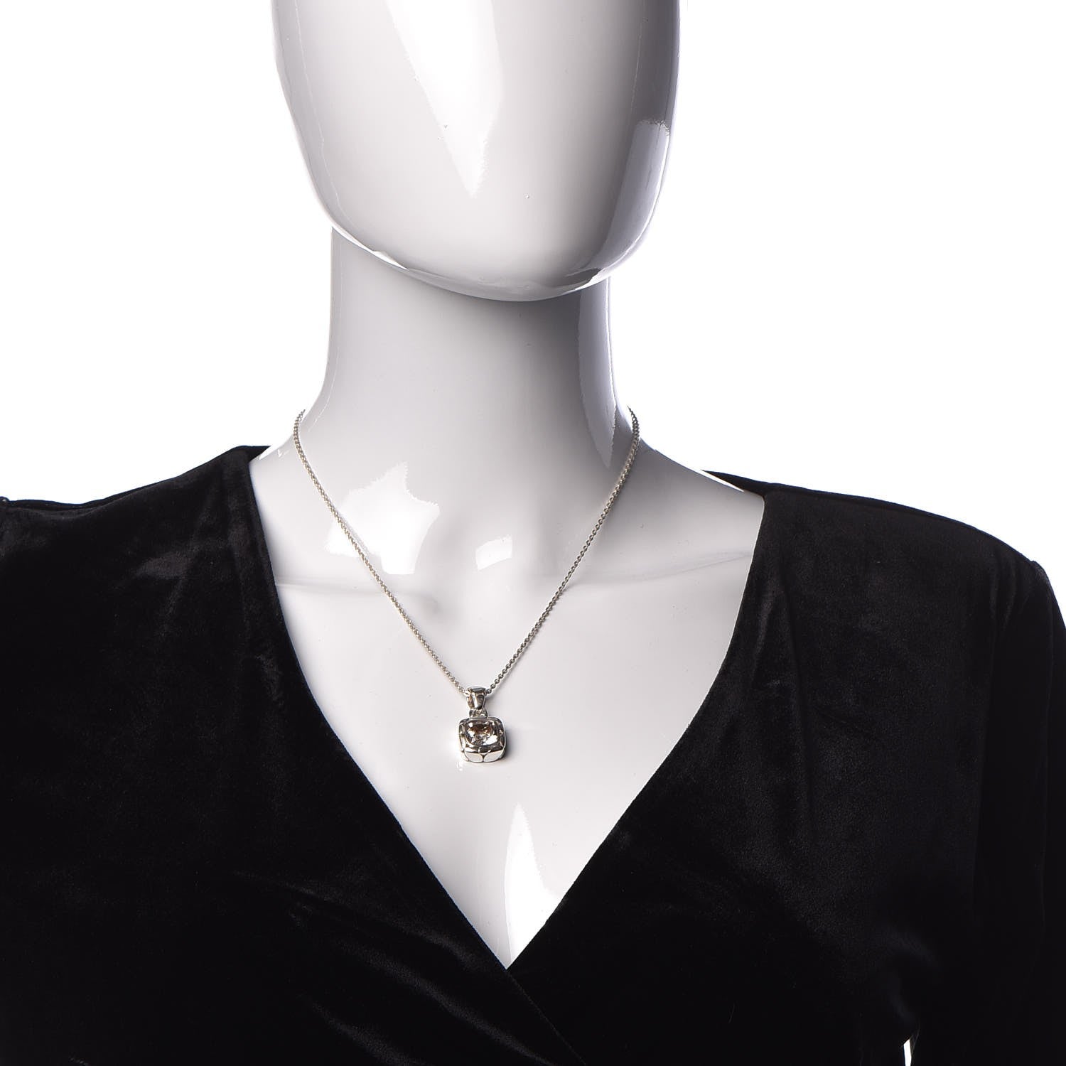 John Hardy Sterling Silver White Topaz Kali Square Pendant Necklace 2 of 6