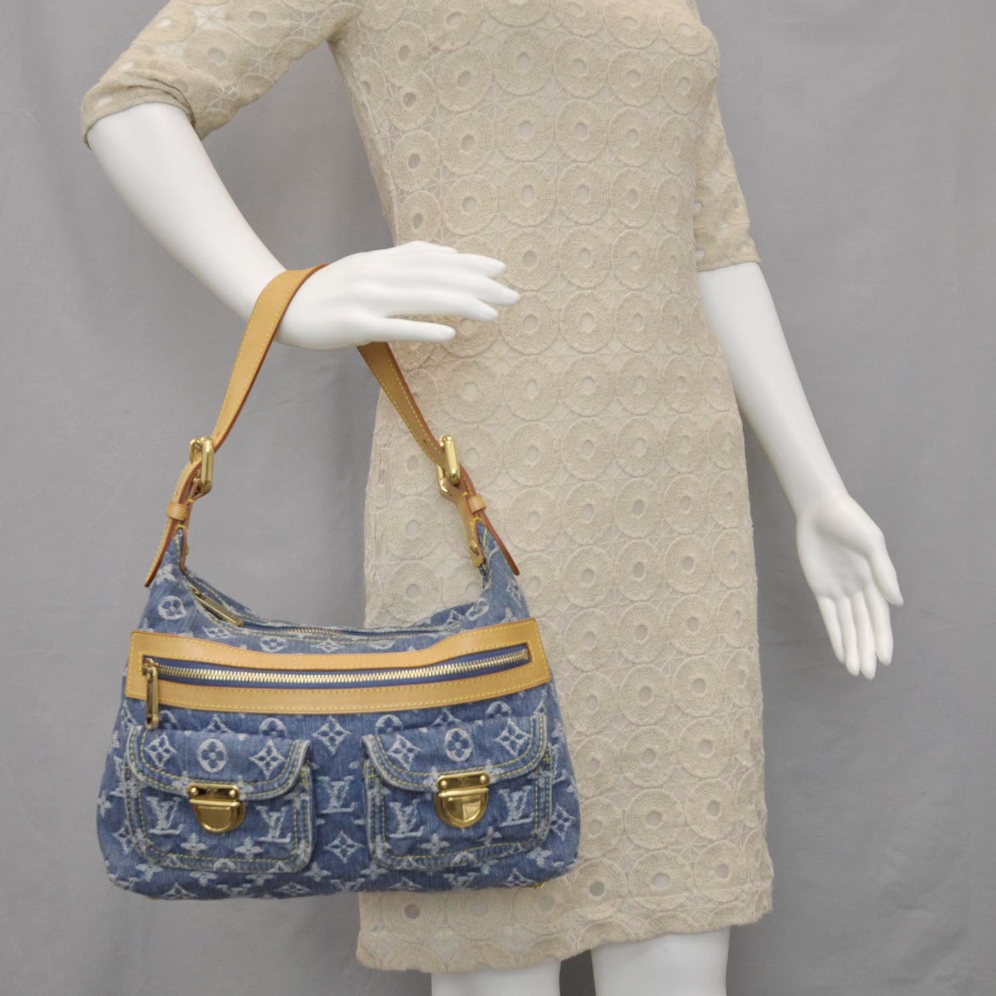 Monogram Denim Baggy PM Blue