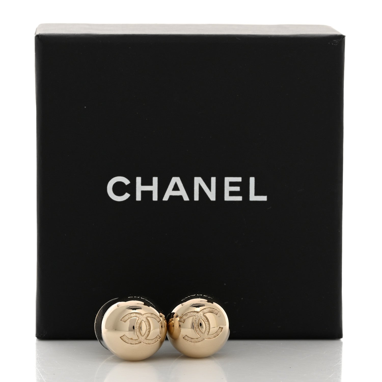 Chanel Metal Bead CC Stud Earrings Gold 5 of 5