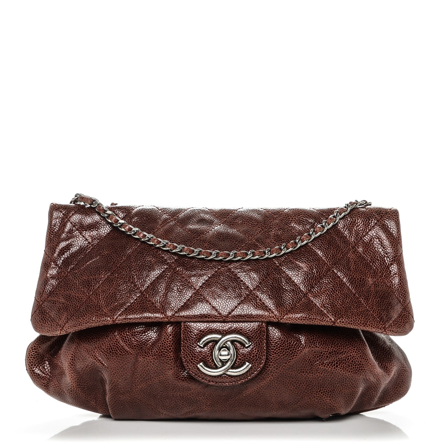 Chanel Crumpled Calfskin Quilted Medium Elastic Flap Bordeaux 1 of 7