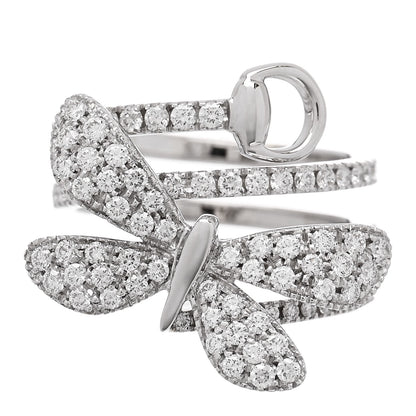 Gucci 18K White Gold Diamond Flora Butterfly Ring 53 6.25 1 of 6