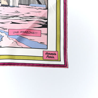 Hermes Silk Wow Double Face Scarf 90 Rose Vert Rose Framboise 4 of 7