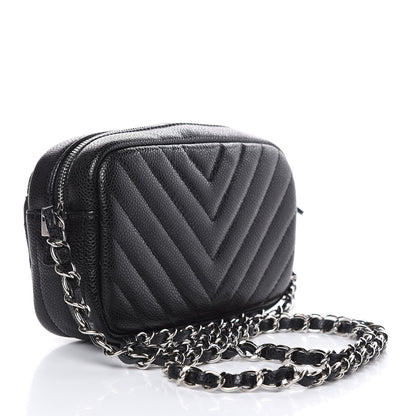 Chanel Caviar Chevron Quilted Camera Case Black 3 of 10