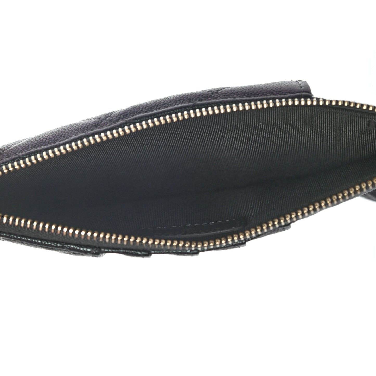 Iridescent Caviar Quilted Classic Flat Wallet Pouch Black