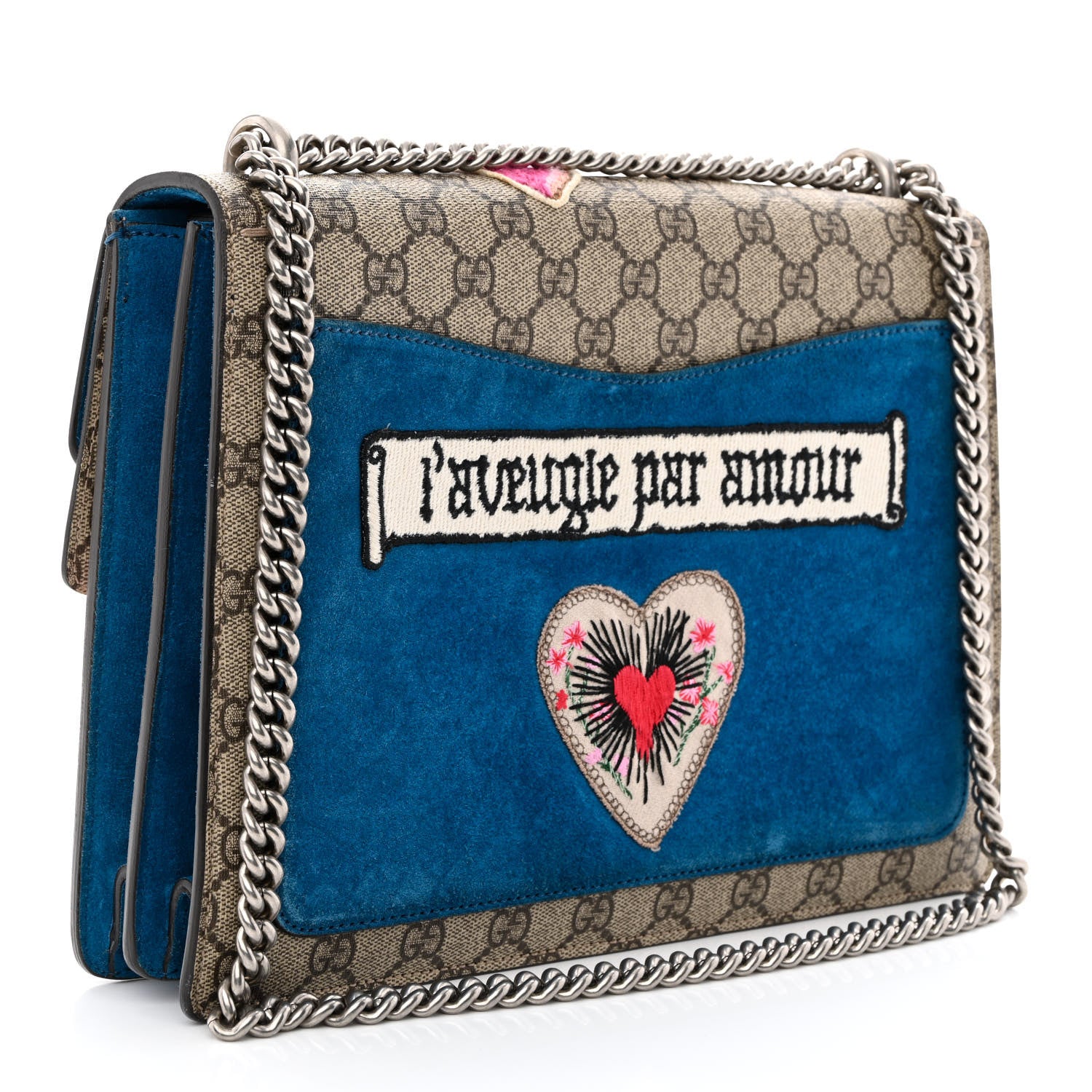 Gucci GG Supreme Monogram Embroidered Medium Dionysus Shoulder Bag Blue 3 of 12
