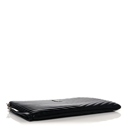 Saint Laurent Calfskin Matelasse Chevron Monogram Document Holder Black 4 of 9