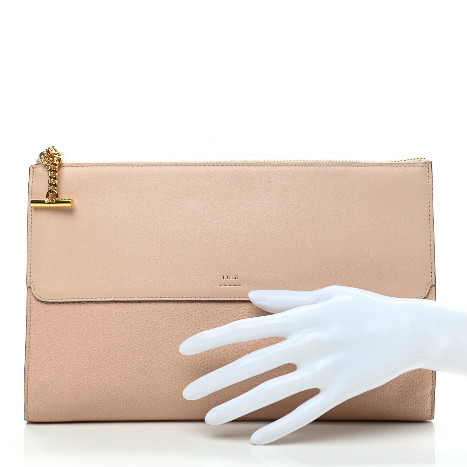 Chloe Grained Calfskin Joe Clutch Cement Pink 2 of 11