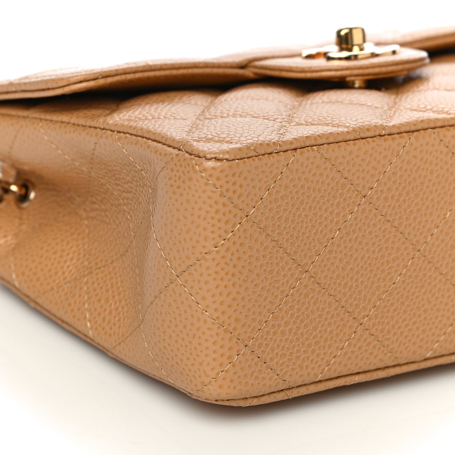 Caviar Quilted Mini Square Flap Beige