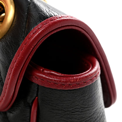 Gucci Vintage Effect Calfskin Matelasse Diagonal Small Torchon GG Marmont Shoulder Bag Black Romantic Cherry 13 of 13