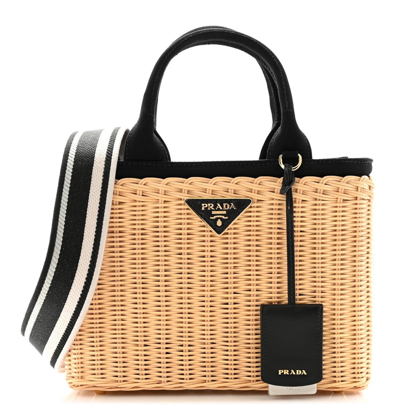 Wicker Canvas Tote Naturale Black