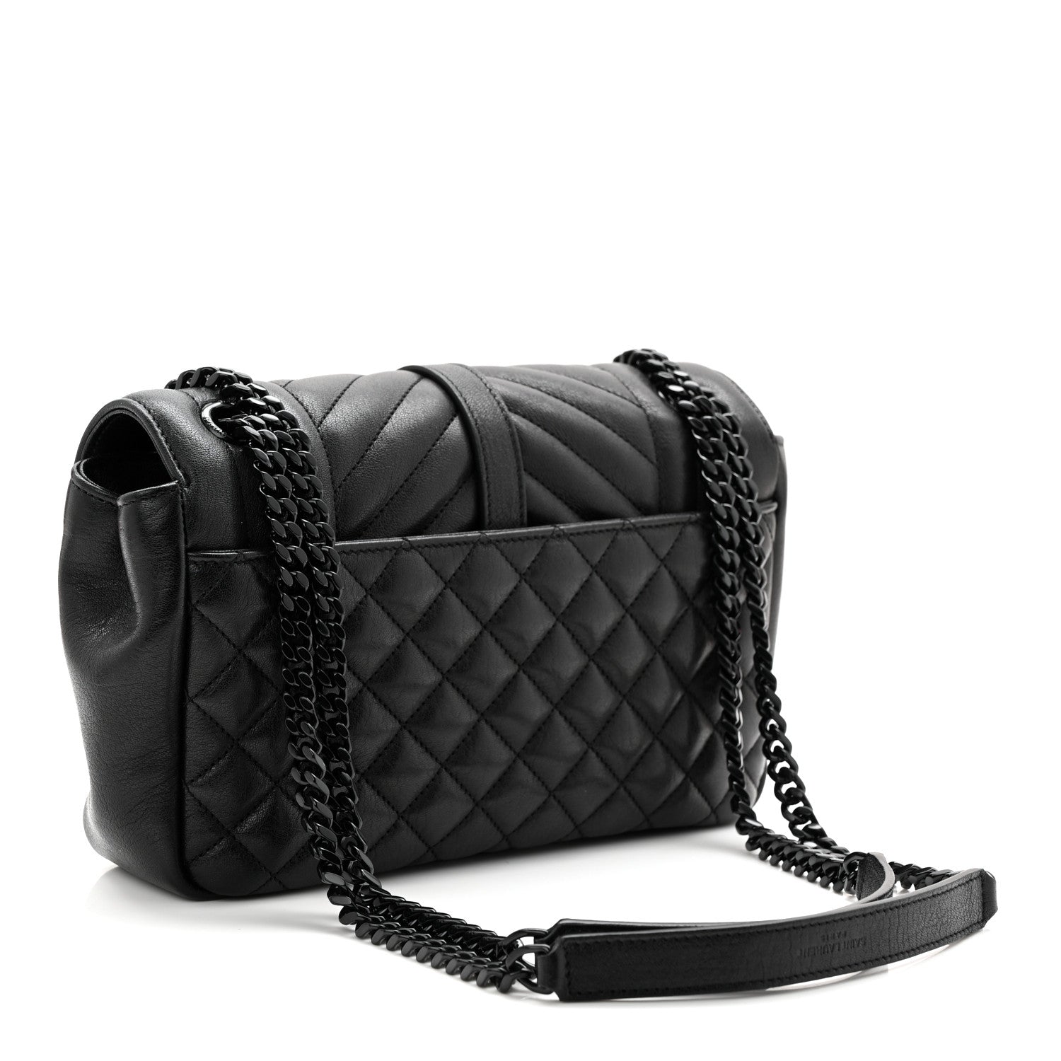 Saint Laurent Sheepskin Mixed Matelasse Triquilt Medium Monogram Monochrome College Bag Black 3 of 11