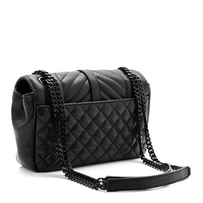 Saint Laurent Sheepskin Mixed Matelasse Triquilt Medium Monogram Monochrome College Bag Black 3 of 11