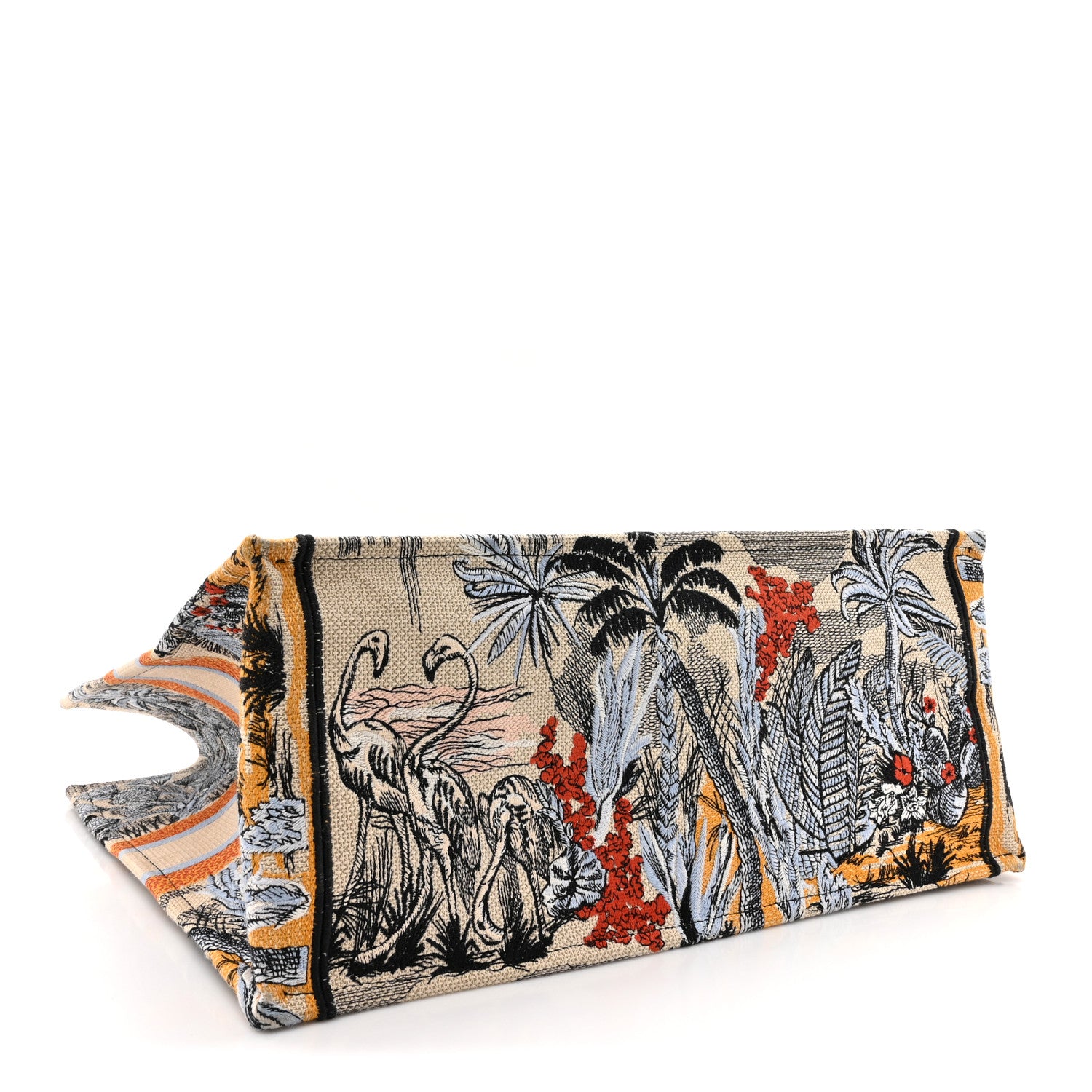 Christian Dior Canvas Embroidered Large Palm Tree Toile De Jouy Book Tote Multicolor 4 of 12