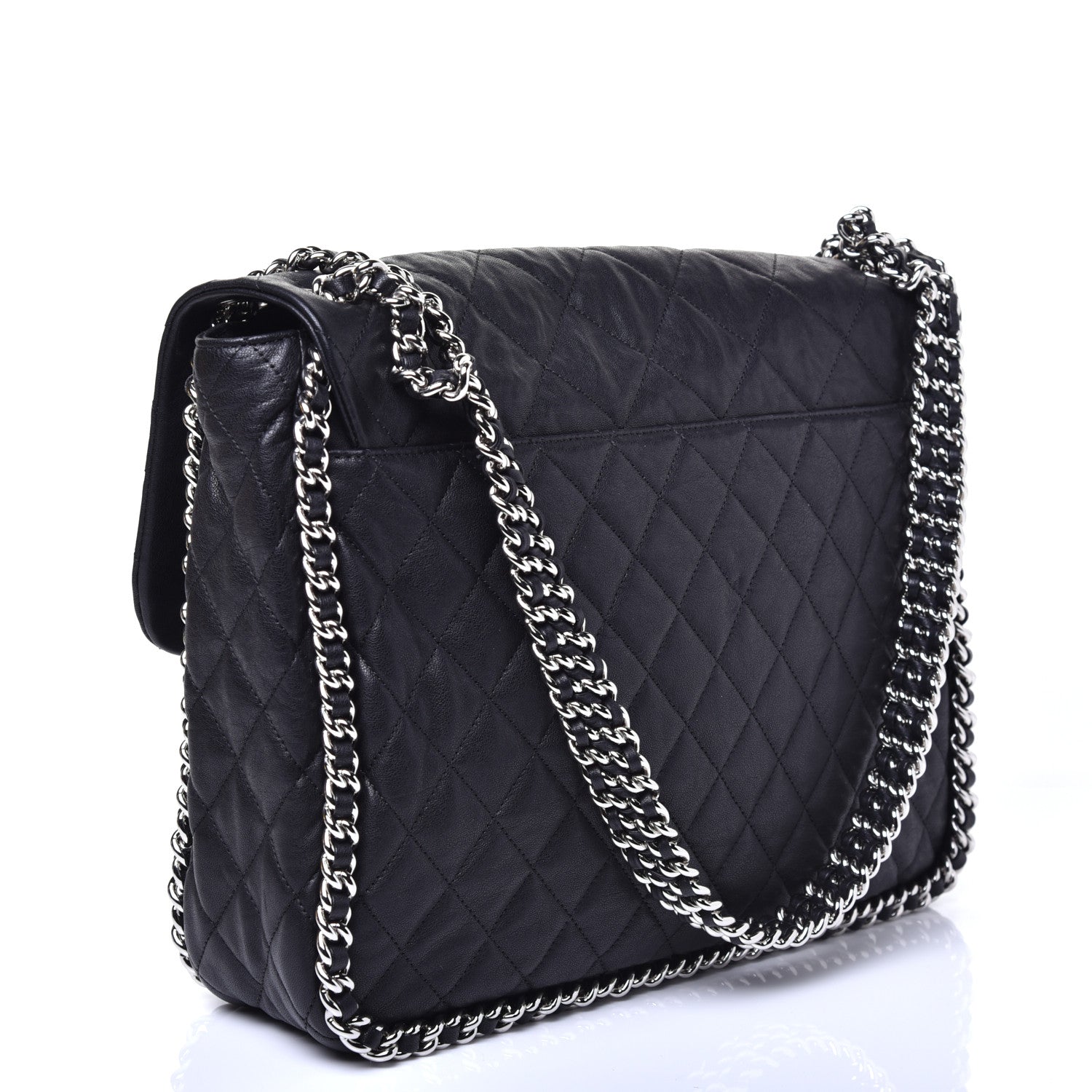 Chanel Washed Lambskin Quilted Maxi Chain Around Flap Black 3 of 8
