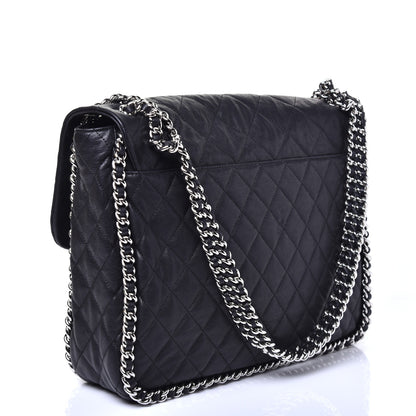 Chanel Washed Lambskin Quilted Maxi Chain Around Flap Black 3 of 8