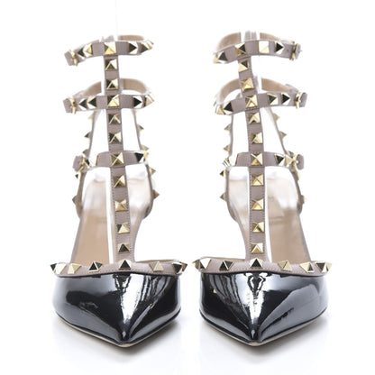 Valentino Garavani Patent Nappa Rockstud Ankle Strap 65mm Pumps 39 Black Poudre 2 of 9