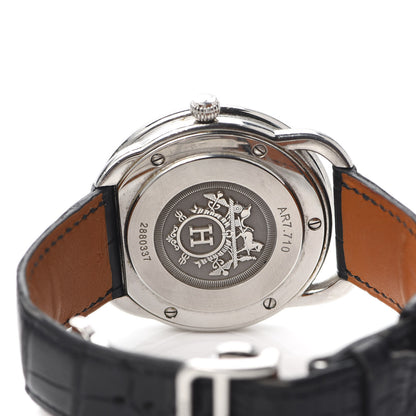 Hermes Stainless Steel Alligator 41mm Arceau Automatic Watch Noir 4 of 6