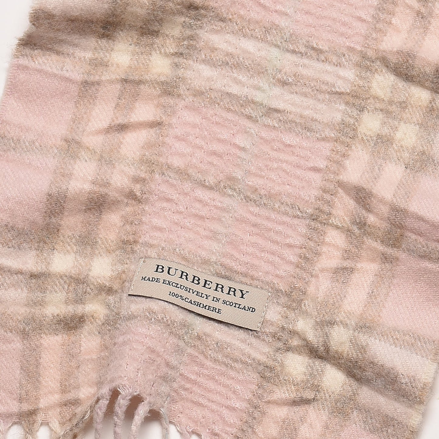 Cashmere Check Fringe Scarf Pink