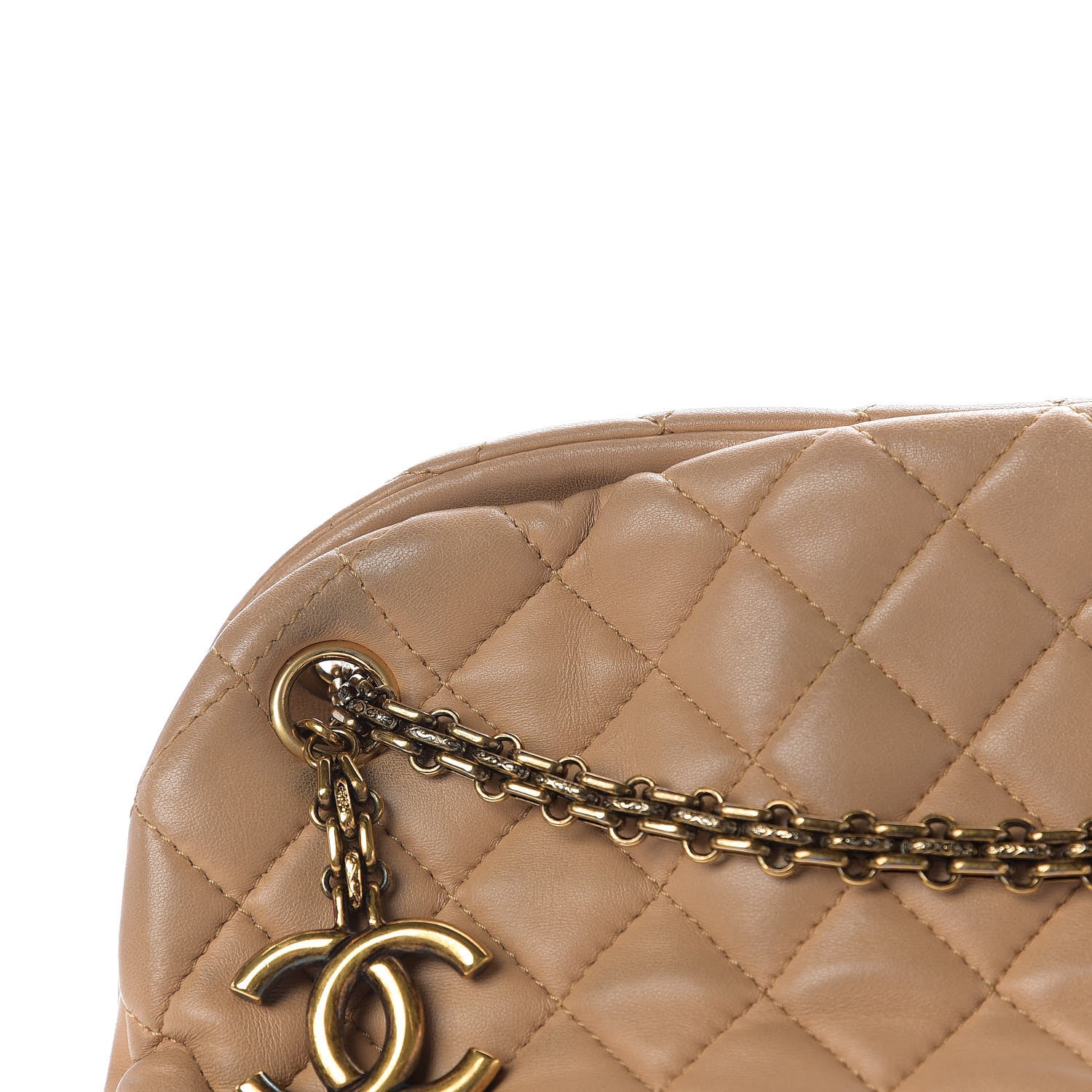 Chanel Lambskin Quilted Large Just Mademoiselle Bowling Bag Beige 8 of 13