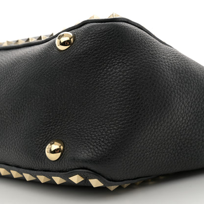 Valentino Garavani Grained Calfskin Small Rockstud Tote Black 9 of 9