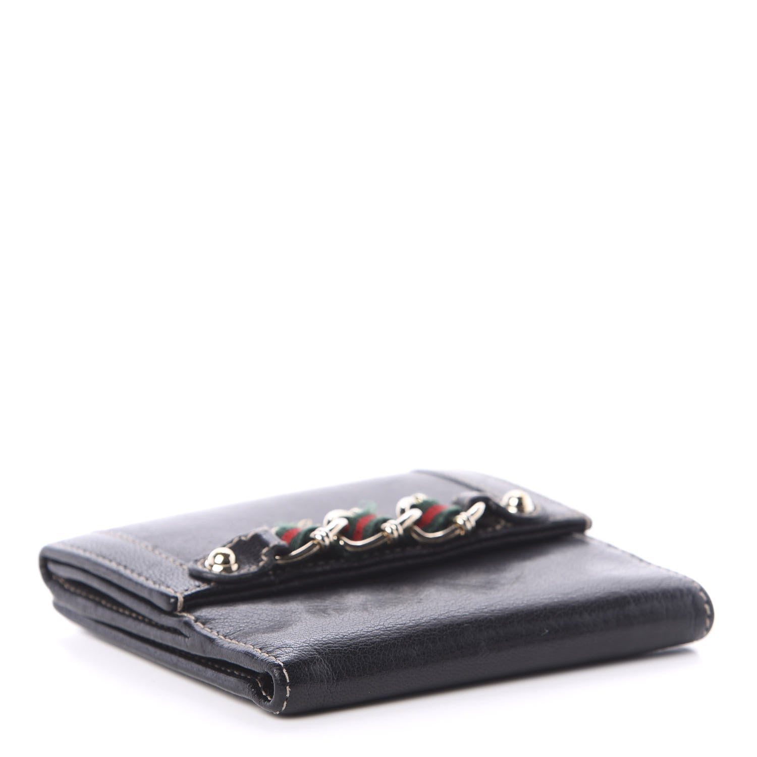 Gucci Calfskin Web Chain Compact Wallet Black 4 of 7