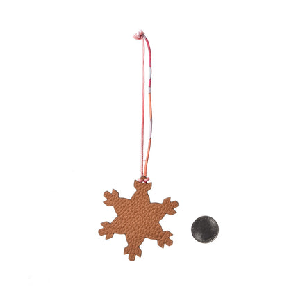 Hermes Togo Epsom Petit H Snowflake Bag Charm Rouge Toffee 2 of 4
