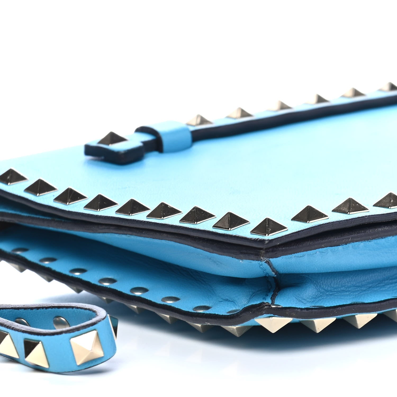 Valentino Garavani Nappa Rockstud Wristlet Clutch Parrot 9 of 10