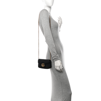 Gucci Calfskin Matelasse Super Mini GG Marmont Shoulder Bag Black 2 of 11