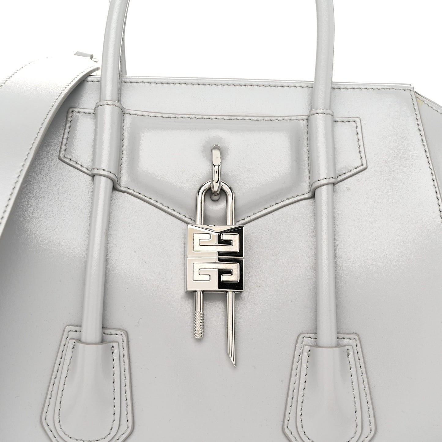 Box Calfskin Small Lock Antigona Shoulder Bag Cloud Grey