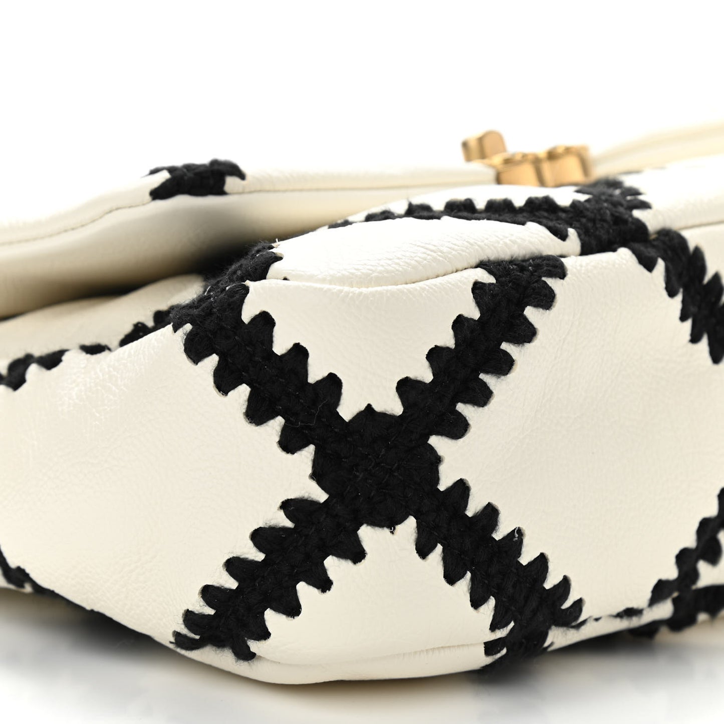 Calfskin Crochet Medium Chanel 19 Flap White Black
