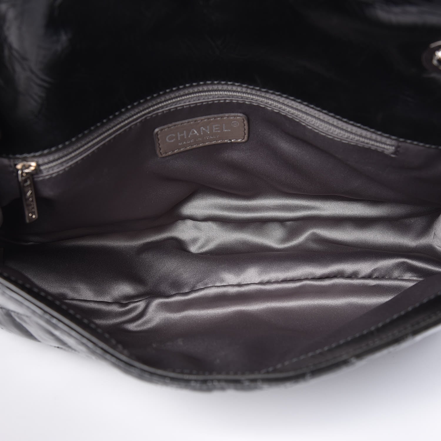 Chanel Glazed Calfskin Quilted CC Single Flap Black 5 of 9