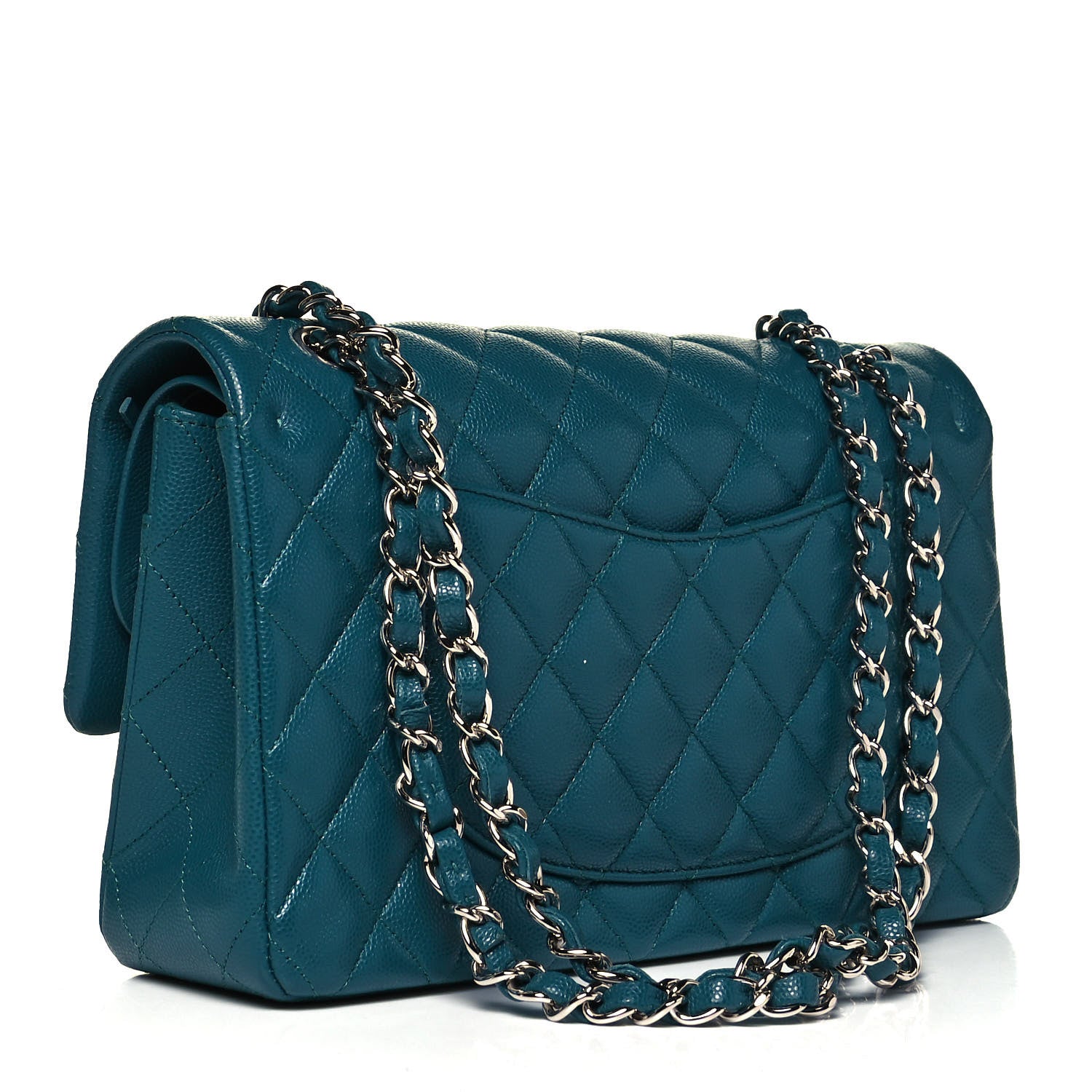 Chanel Caviar Quilted Medium Double Flap Dark Turquoise 2 of 8