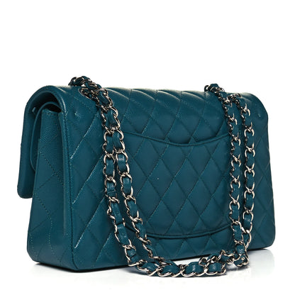Chanel Caviar Quilted Medium Double Flap Dark Turquoise 2 of 8