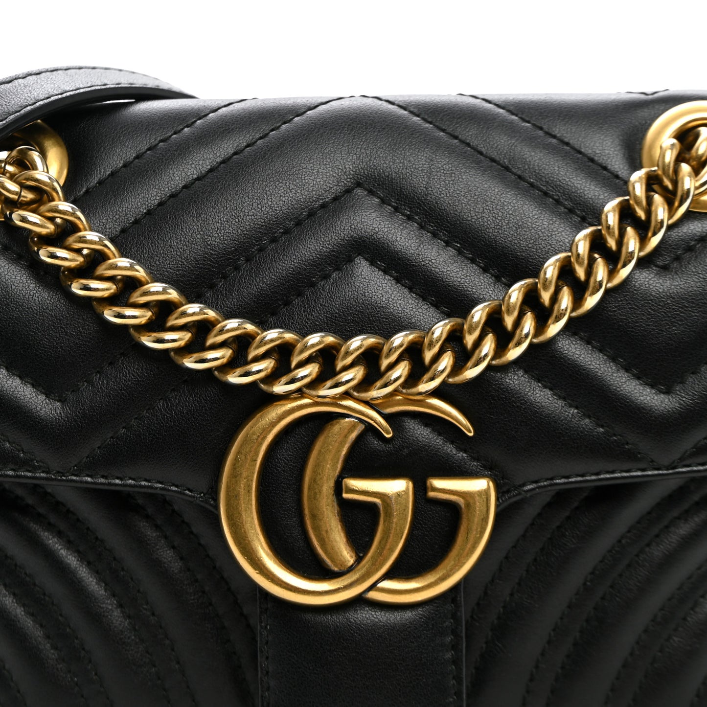 Calfskin Matelasse Mini GG Marmont Shoulder Bag Black